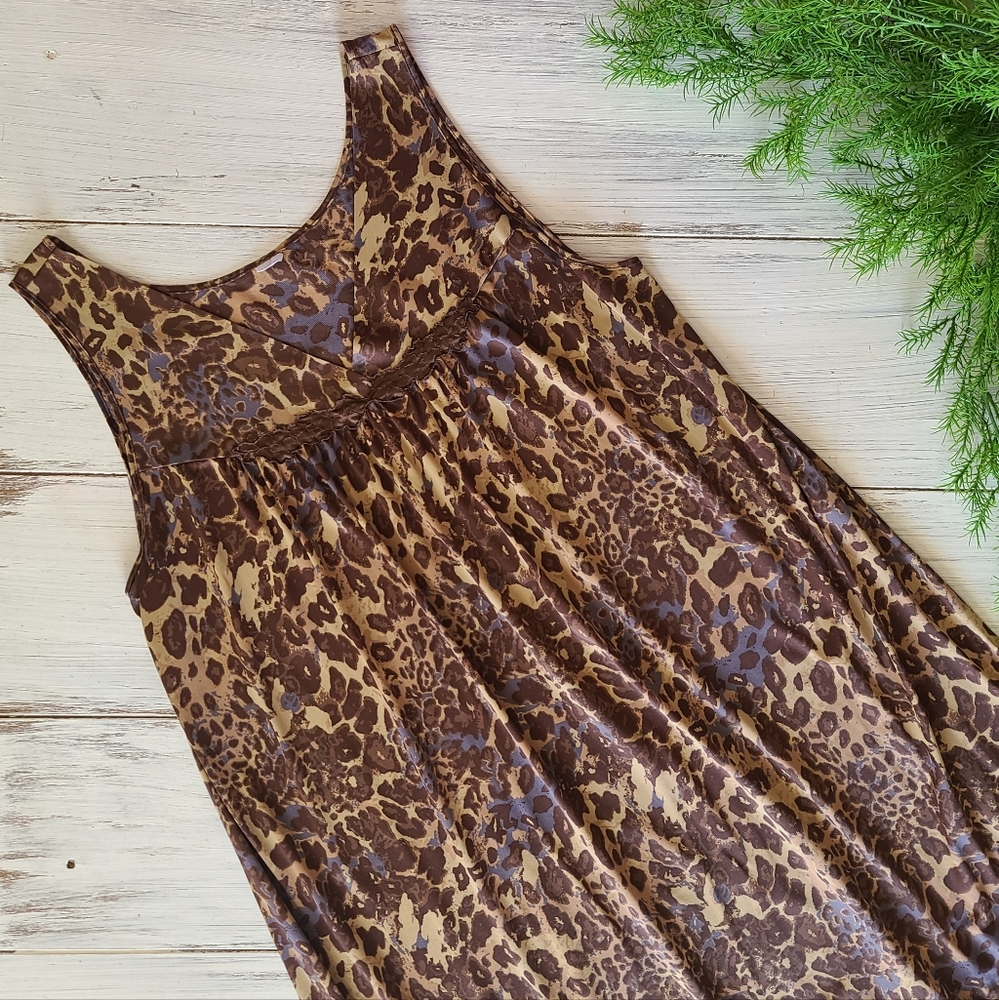 Animal Print Satin Night Gown XL with small flaw